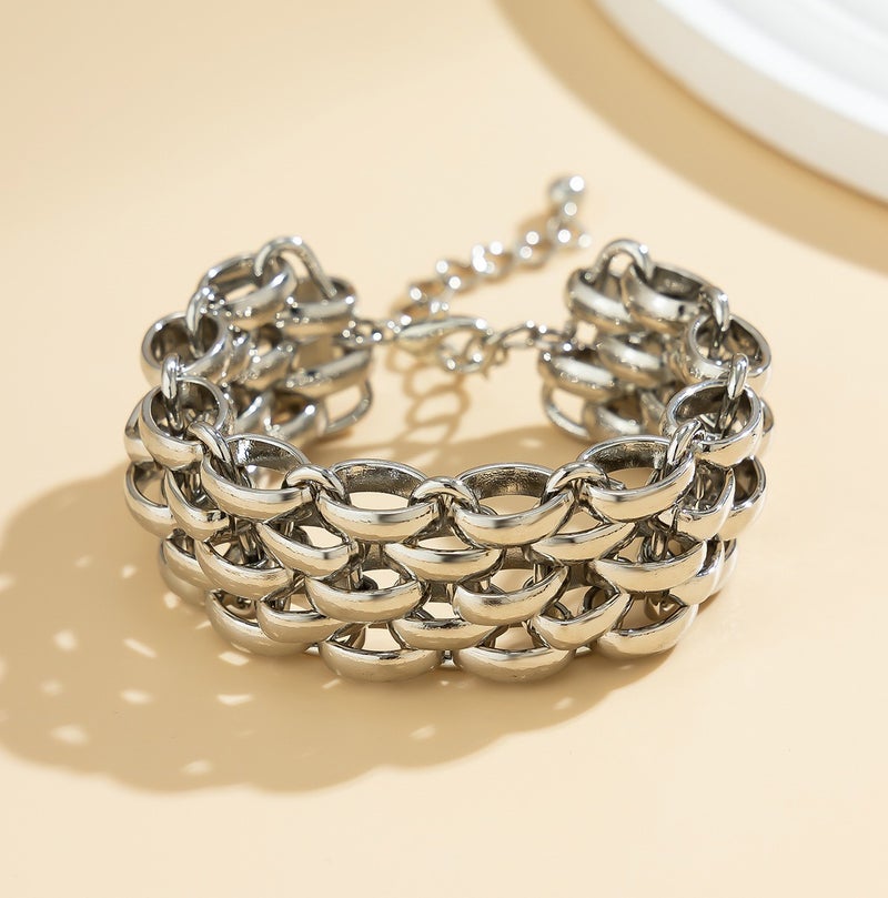 حقل سوار فضي فاخر، مثالي للحفلات والمناسبات. هدية فاخرة، متقن الصنع لا يبهت، بتصميم أنيق ومرن. - Image 1